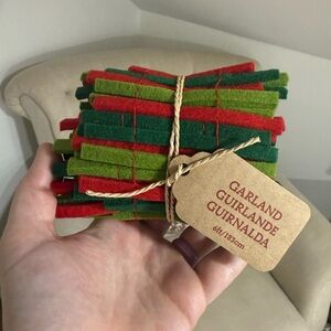 NWT Crate & Barrel Christmas Red and Green Garland